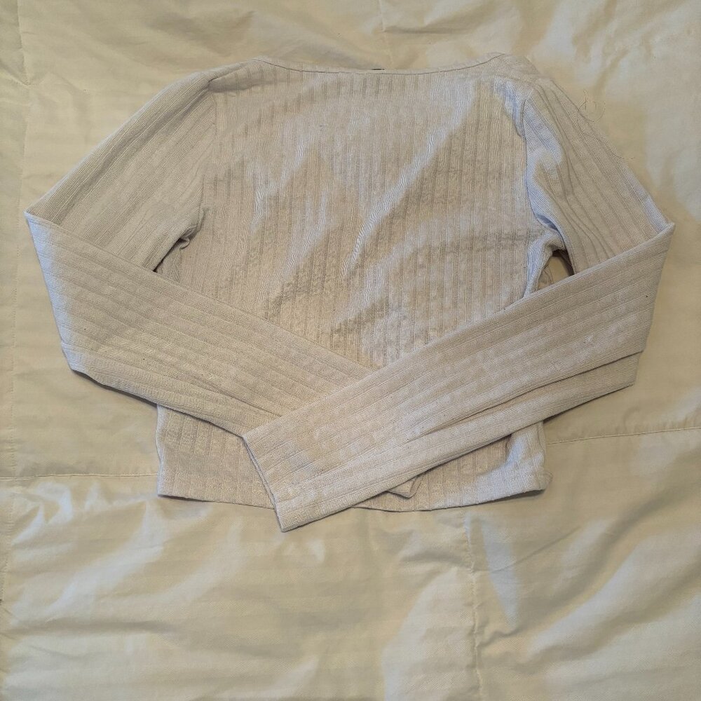 White Long Sleeve Crop Top